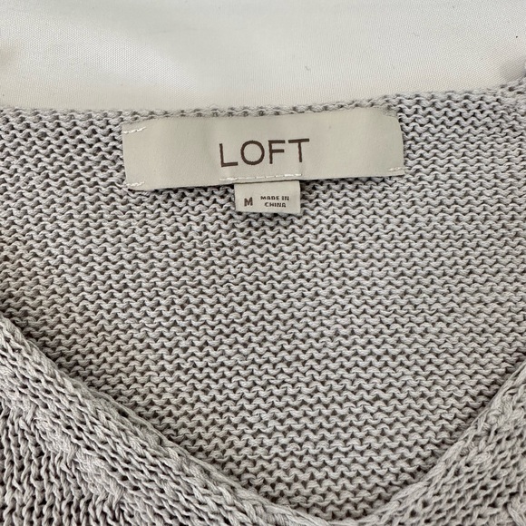 Loft Womens V-neck Ramie Cotton Blend Lightweight Gray Sweater Size M EUC - Picture 5 of 8